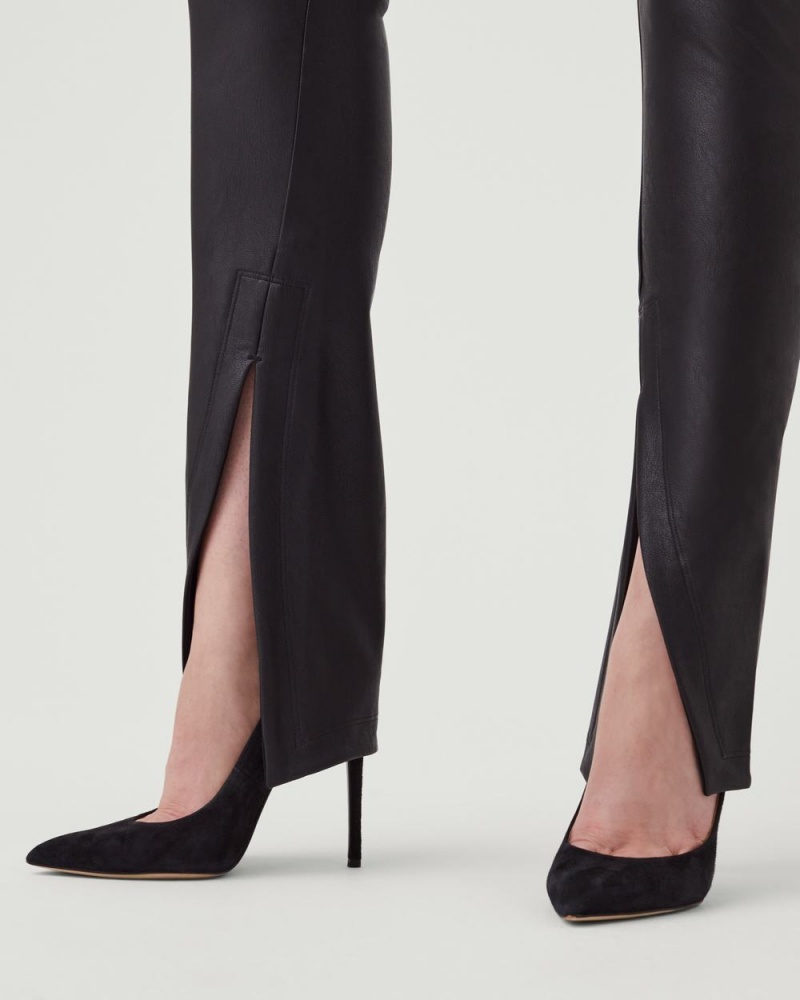 Spanx Leather-Like Front Slit Skinny Black | RIWYANJ-46