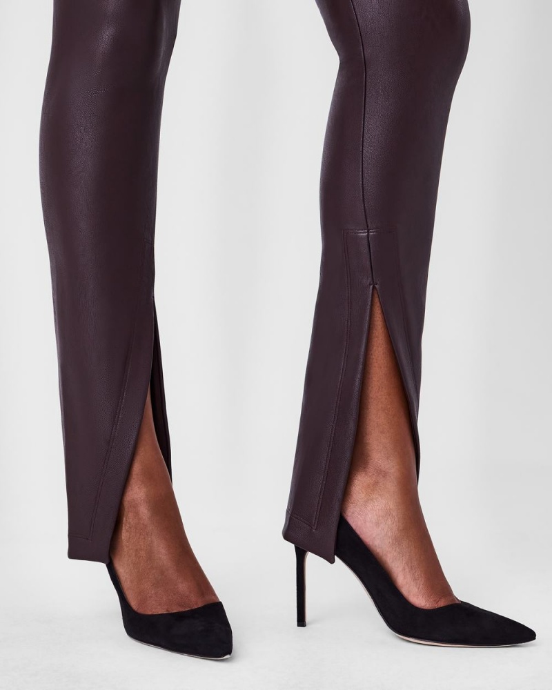 Spanx Leather-Like Front Slit Skinny Pink Chocolate | JTUSLRZ-68