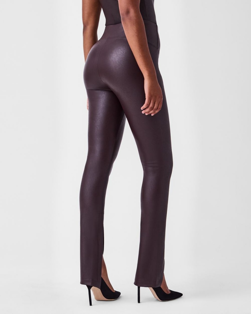 Spanx Leather-Like Front Slit Skinny Pink Chocolate | JTUSLRZ-68