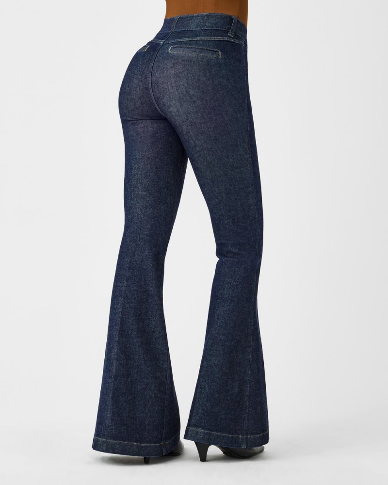 Spanx Pintuck Flare Jeans Indigo | AZCEBGX-89