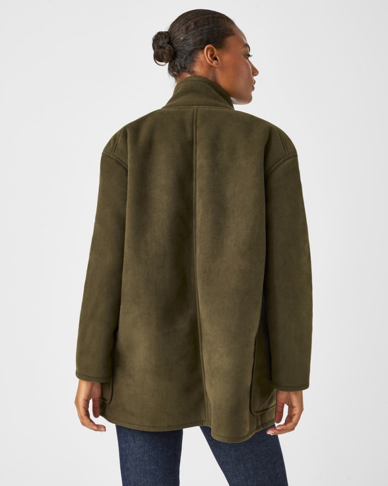 Spanx Reversible Suede Sherpa Jacket Green | TLDPMKO-42