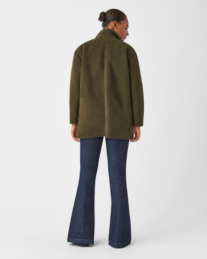 Spanx Reversible Suede Sherpa Jacket Green | TLDPMKO-42