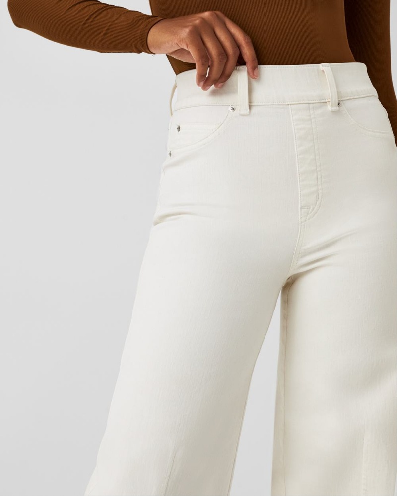 Spanx Seamed Front Wide Leg Jeans White | EQHJWKB-67