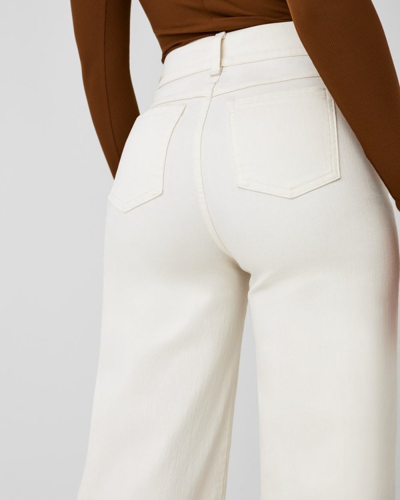 Spanx Seamed Front Wide Leg Jeans White | EQHJWKB-67