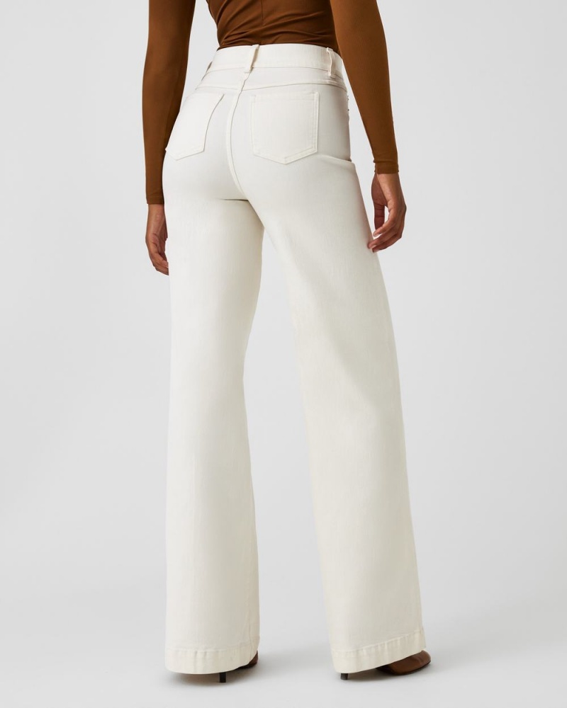 Spanx Seamed Front Wide Leg Jeans White | EQHJWKB-67