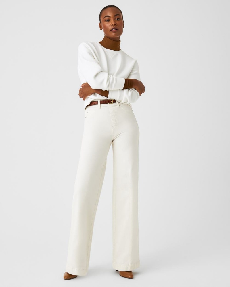 Spanx Seamed Front Wide Leg Jeans White | EQHJWKB-67