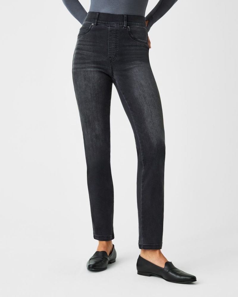 Spanx Straight Leg Jeans Black | KZBLWSJ-15