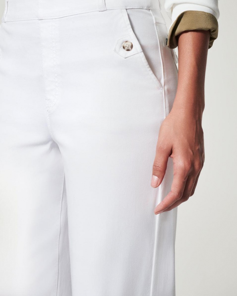 Spanx Stretch Twill Cropped Wide Leg Pant White | QVRDXUA-72