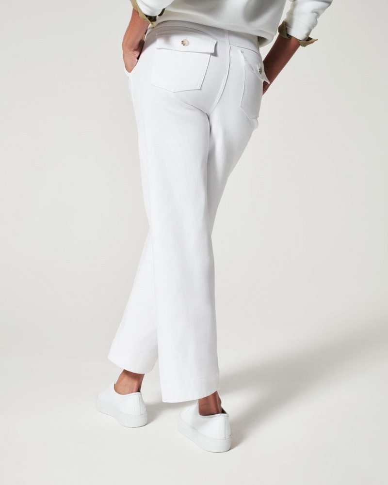 Spanx Stretch Twill Cropped Wide Leg Pant White | QVRDXUA-72