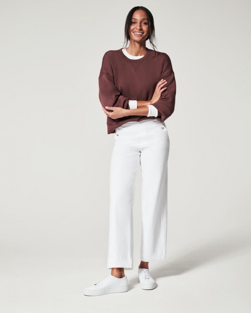 Spanx Stretch Twill Cropped Wide Leg Pant White | QVRDXUA-72