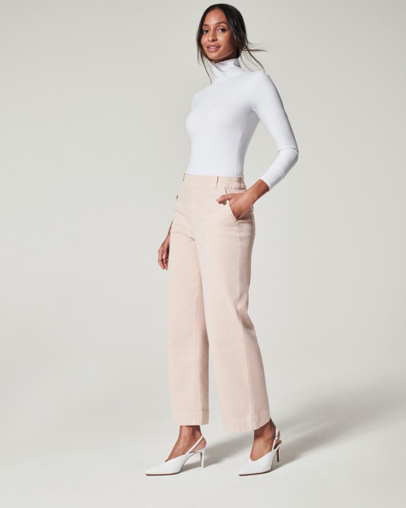 Spanx Stretch Twill Cropped Wide Leg Pant Pink | FNCALSH-35