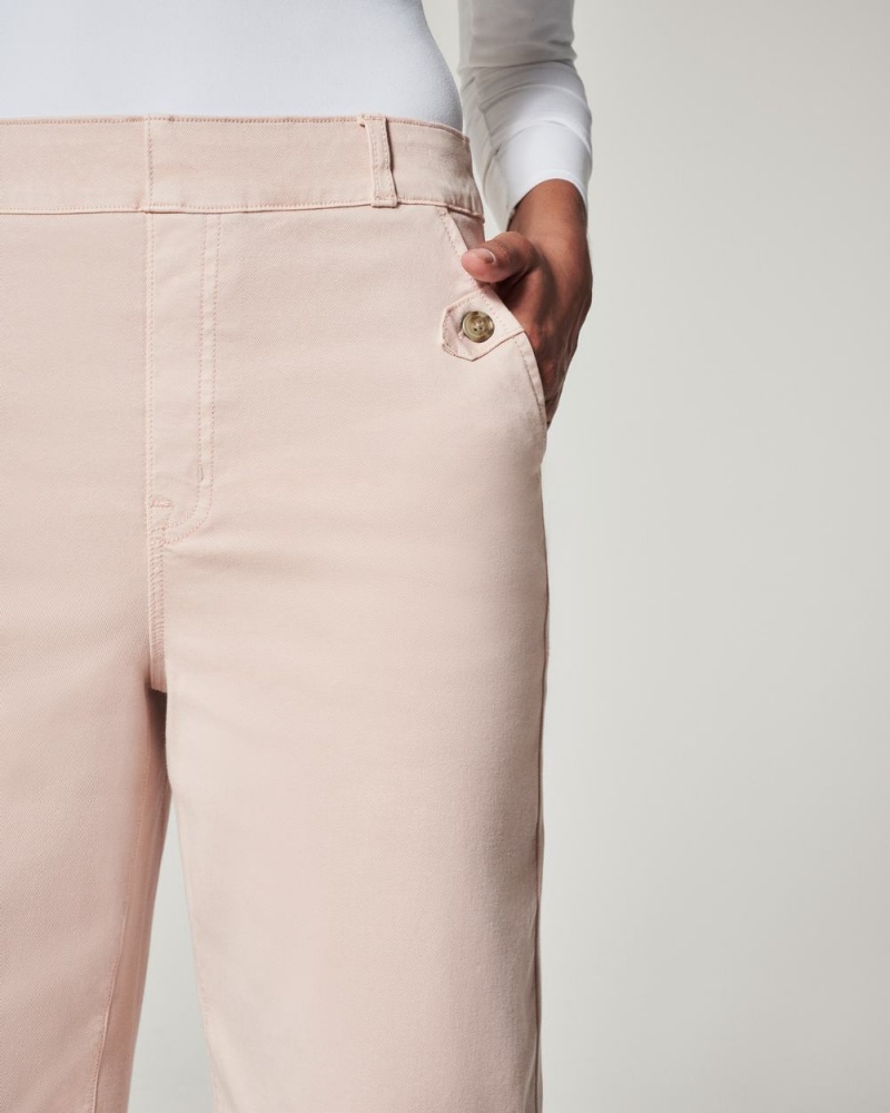 Spanx Stretch Twill Cropped Wide Leg Pant Pink | FNCALSH-35