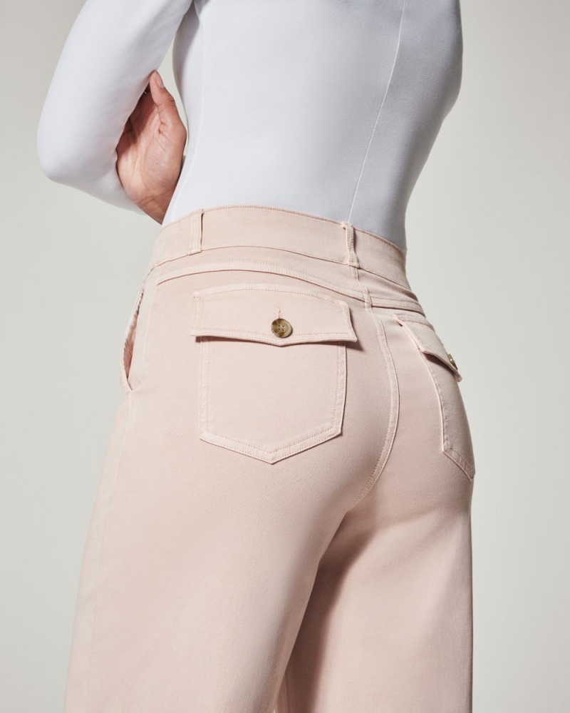 Spanx Stretch Twill Cropped Wide Leg Pant Pink | FNCALSH-35