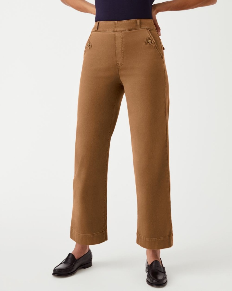 Spanx Stretch Twill Cropped Wide Leg Pant Brown | NMCLAGY-85