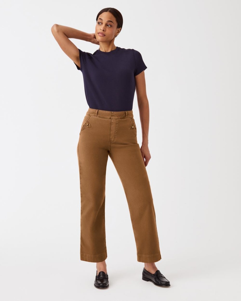 Spanx Stretch Twill Cropped Wide Leg Pant Brown | NMCLAGY-85