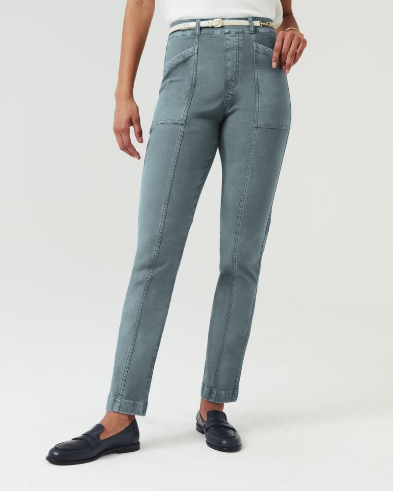 Spanx Stretch Twill Straight Leg Pant Blue Grey | XDQFSPU-51