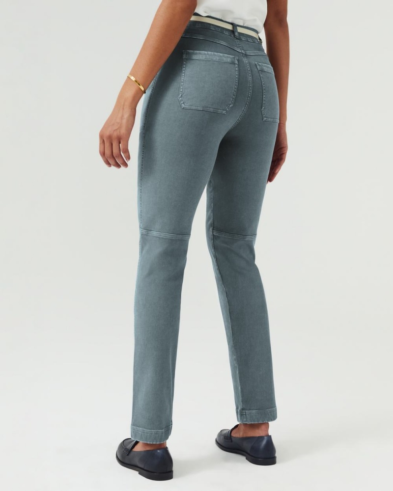 Spanx Stretch Twill Straight Leg Pant Blue Grey | XDQFSPU-51