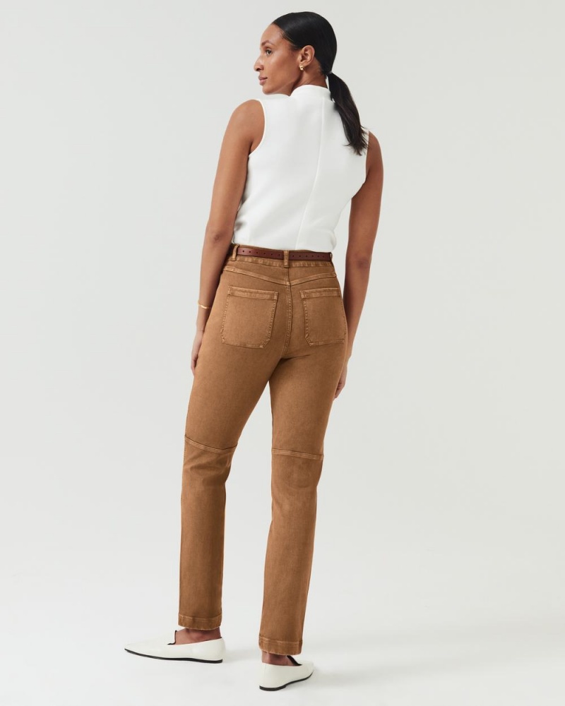 Spanx Stretch Twill Straight Leg Pant Brown | XJOZYRE-54