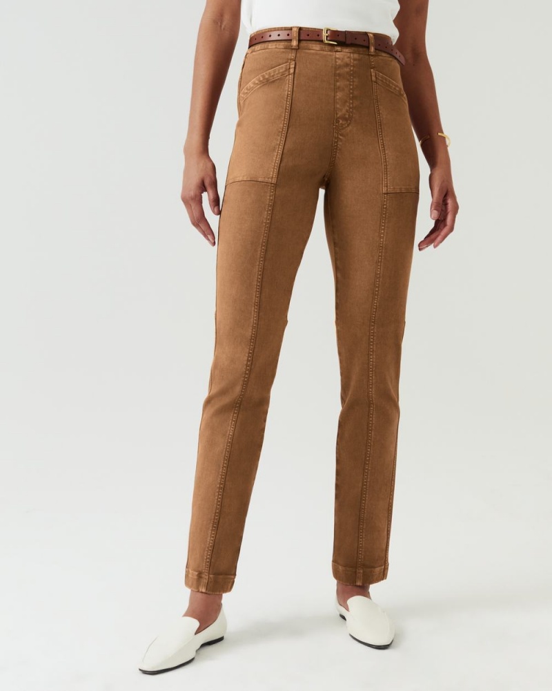 Spanx Stretch Twill Straight Leg Pant Brown | XJOZYRE-54