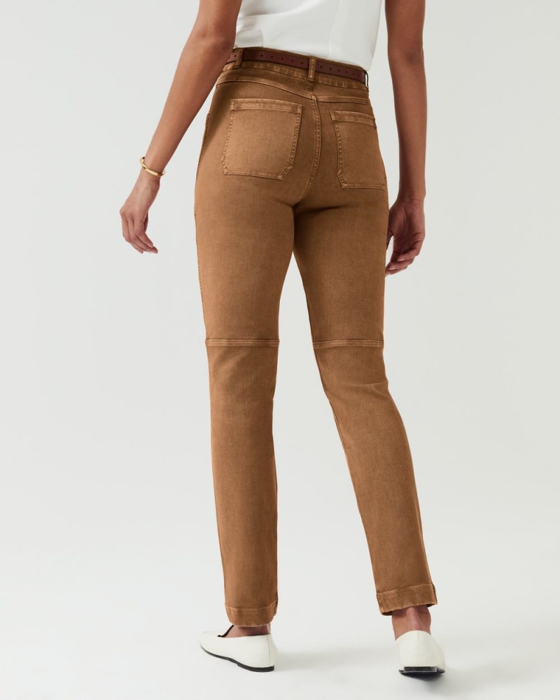 Spanx Stretch Twill Straight Leg Pant Brown | XJOZYRE-54