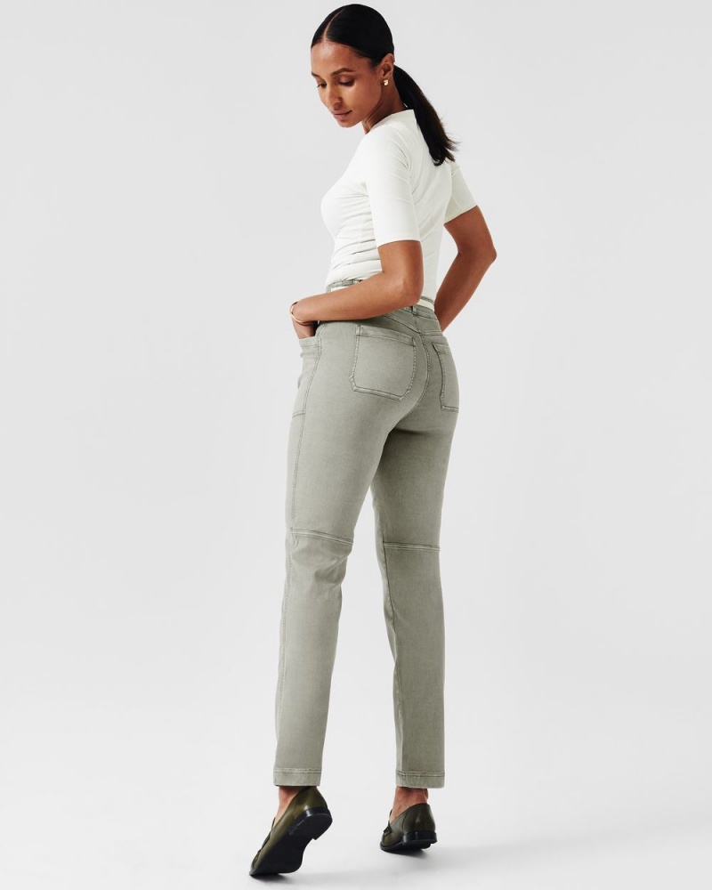 Spanx Stretch Twill Straight Leg Pant Olive | HJVXTZW-67