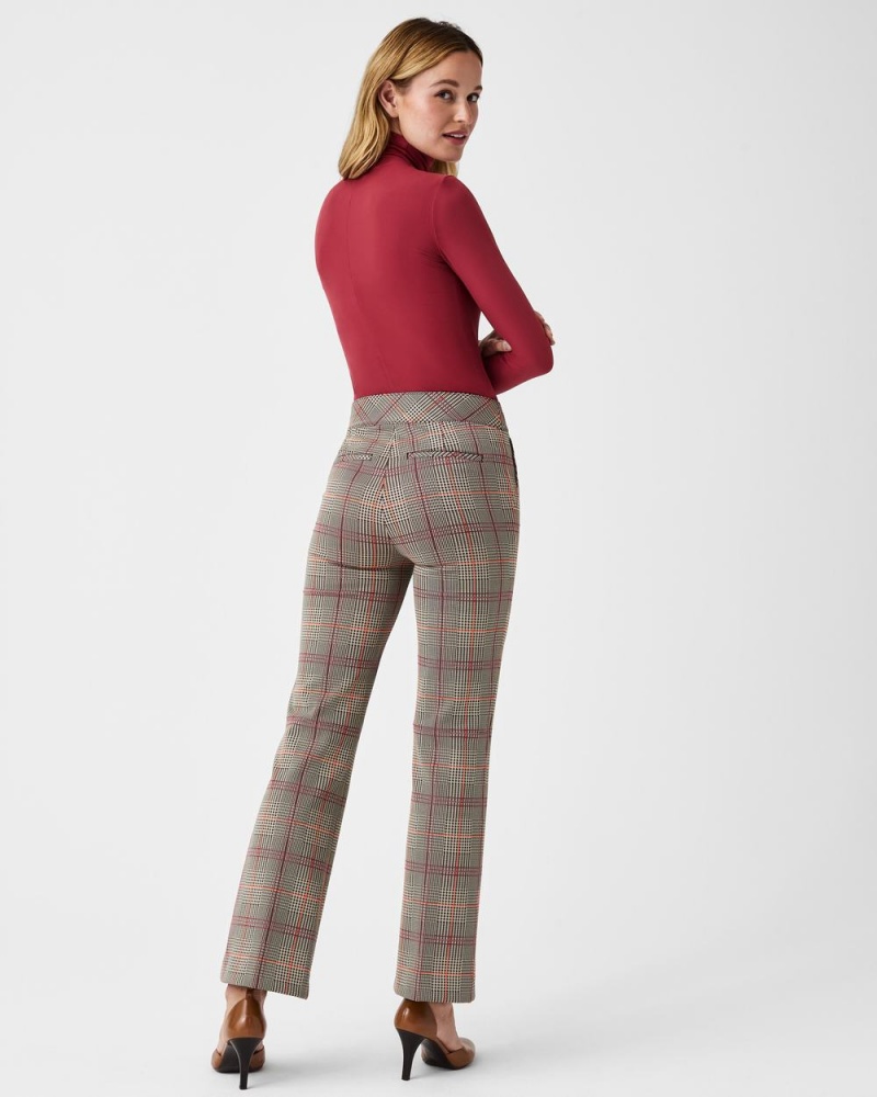 Spanx The Perfect Pant, Kick Flare in Orange Pop Plaid Jacquard Orange | KTVFXSI-42