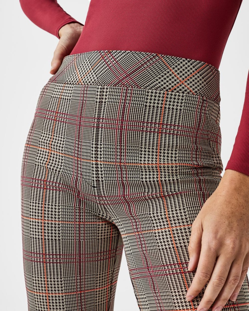 Spanx The Perfect Pant, Kick Flare in Orange Pop Plaid Jacquard Orange | KTVFXSI-42