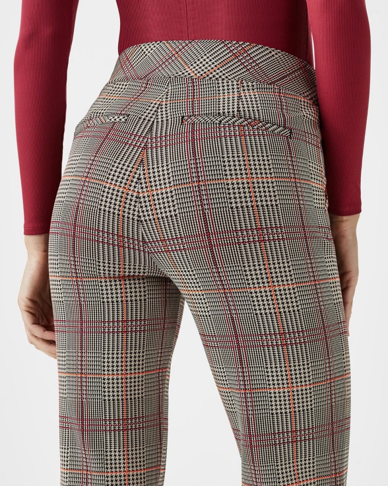 Spanx The Perfect Pant, Kick Flare in Orange Pop Plaid Jacquard Orange | KTVFXSI-42