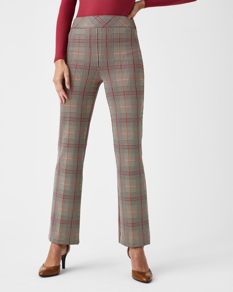 Spanx The Perfect Pant, Kick Flare in Orange Pop Plaid Jacquard Orange | KTVFXSI-42