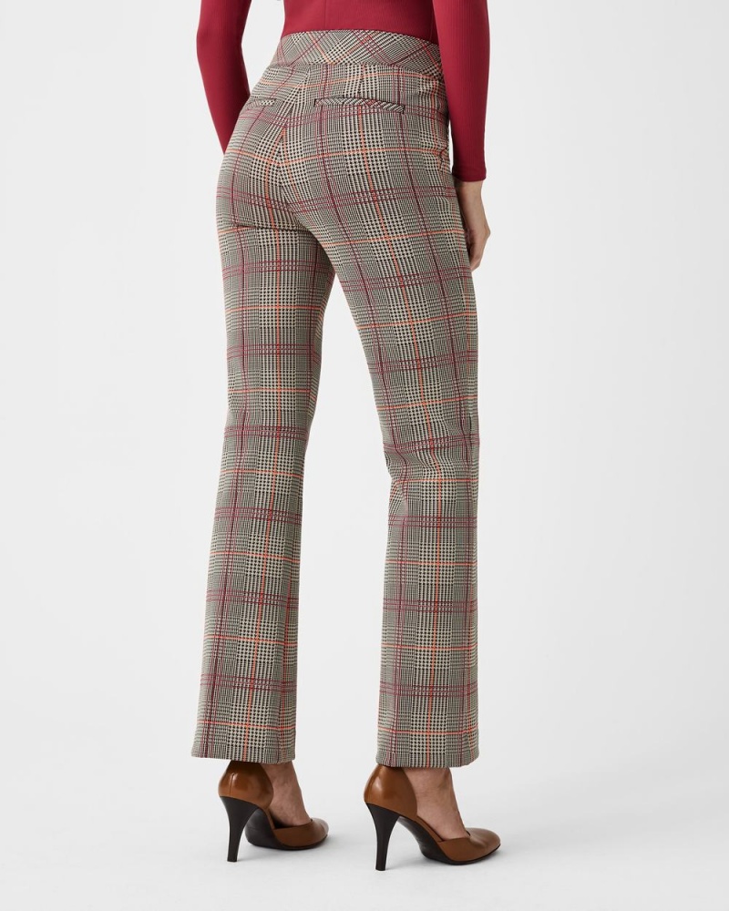 Spanx The Perfect Pant, Kick Flare in Orange Pop Plaid Jacquard Orange | KTVFXSI-42