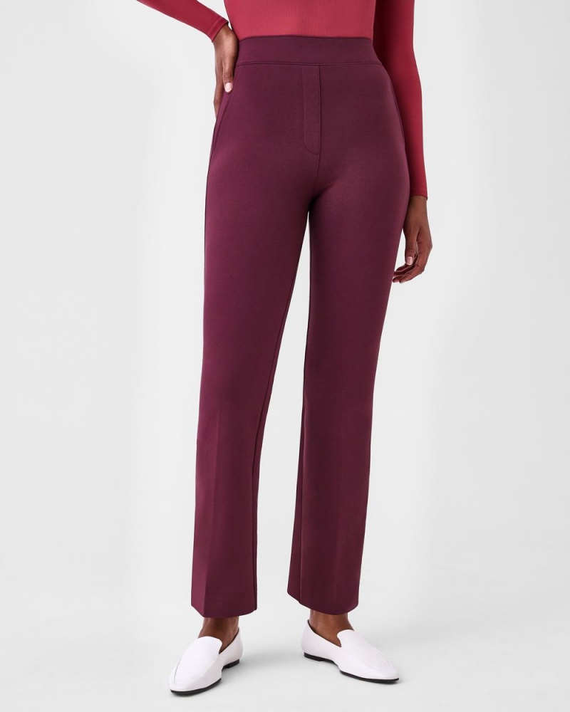 Spanx The Perfect Pant, Kick Flare in Orange Pop Plaid Jacquard Fuchsia | HGDMRYQ-59