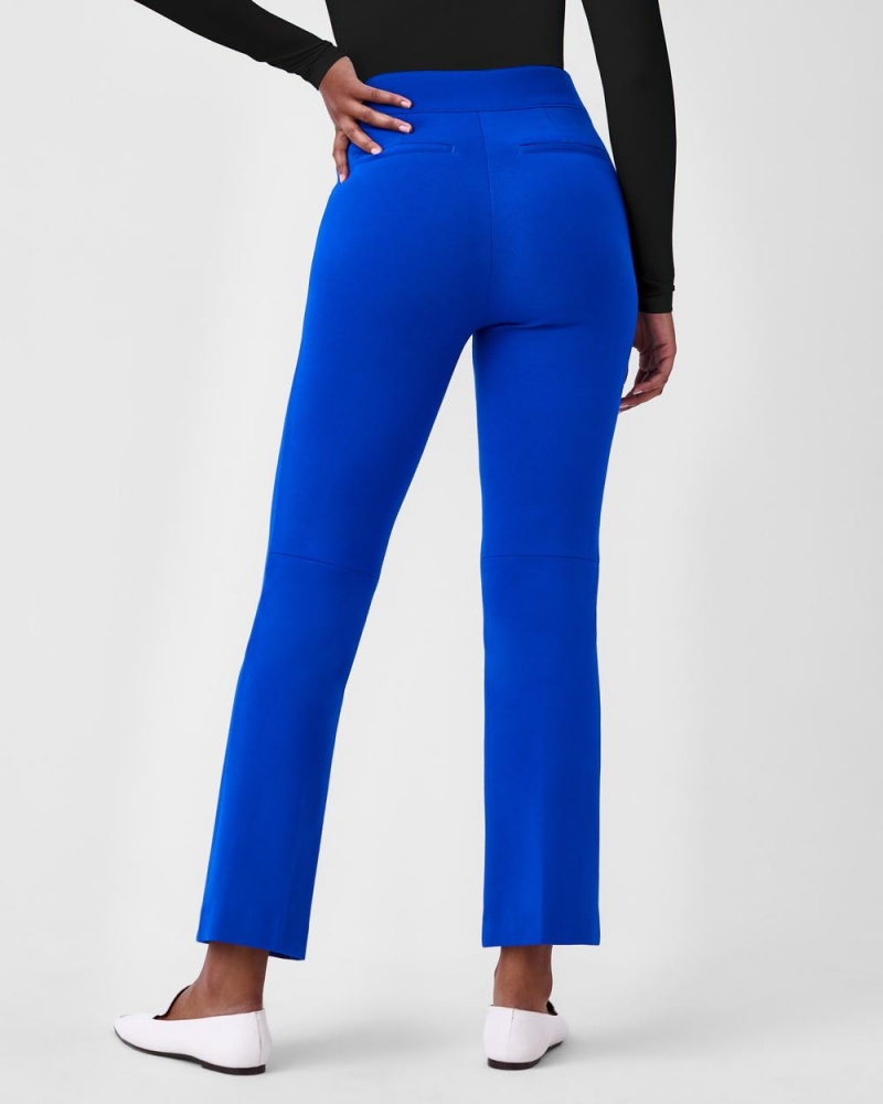 Spanx The Perfect Pant, Kick Flare in Orange Pop Plaid Jacquard Blue | NWATYEB-17