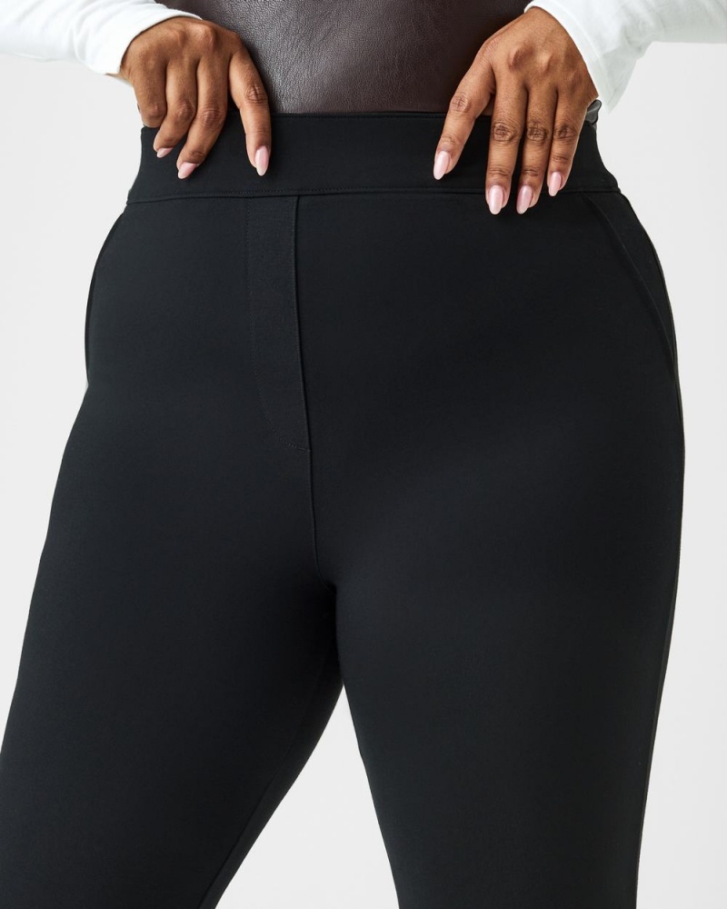 Spanx The Perfect Pant, Kick Flare in Orange Pop Plaid Jacquard Black | NJHZMXR-97