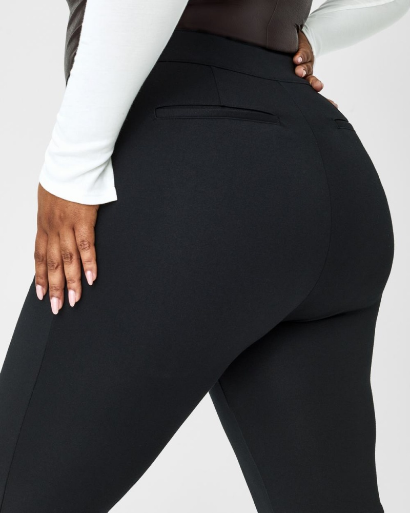 Spanx The Perfect Pant, Kick Flare in Orange Pop Plaid Jacquard Black | NJHZMXR-97