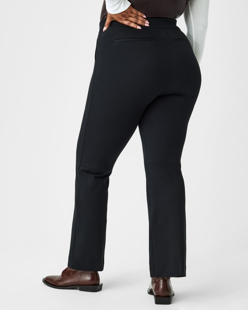 Spanx The Perfect Pant, Kick Flare in Orange Pop Plaid Jacquard Black | NJHZMXR-97