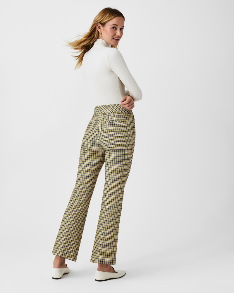 Spanx The Perfect Pant, Kick Flare in Orange Pop Plaid Jacquard Dijon Houndstooth | AGTXUQL-42