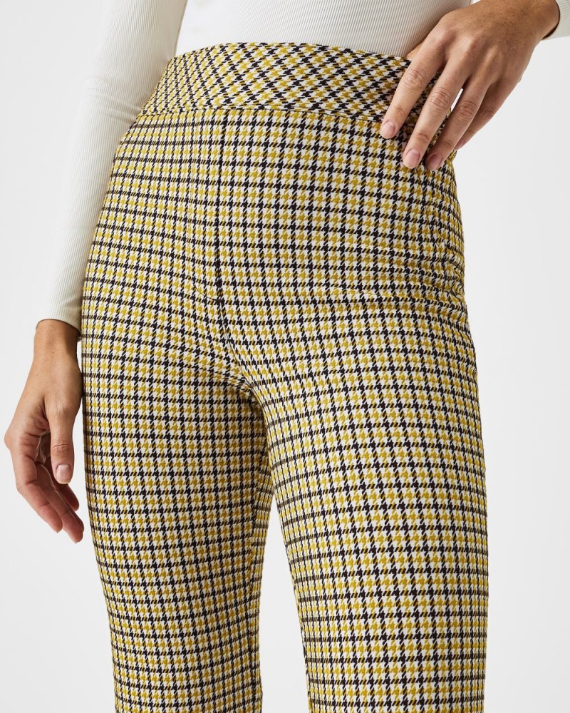 Spanx The Perfect Pant, Kick Flare in Orange Pop Plaid Jacquard Dijon Houndstooth | AGTXUQL-42