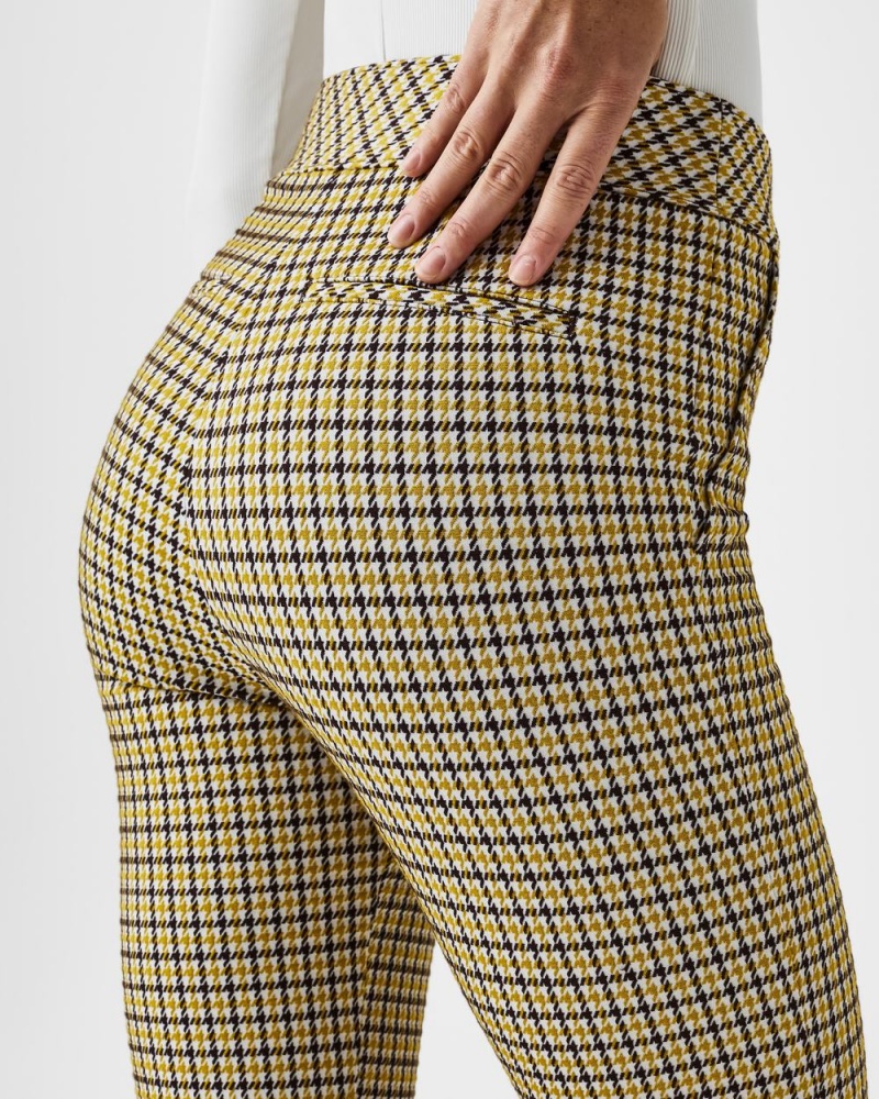 Spanx The Perfect Pant, Kick Flare in Orange Pop Plaid Jacquard Dijon Houndstooth | AGTXUQL-42