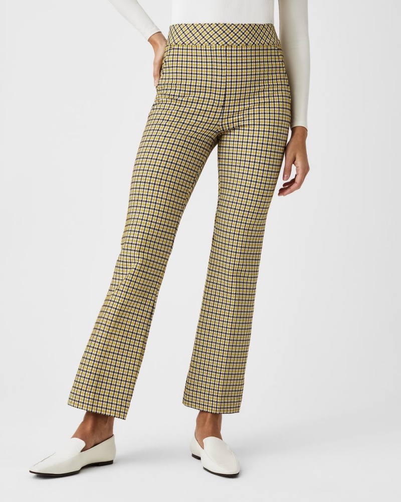 Spanx The Perfect Pant, Kick Flare in Orange Pop Plaid Jacquard Dijon Houndstooth | AGTXUQL-42