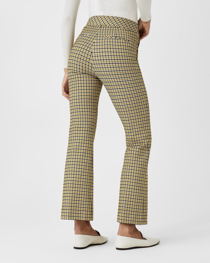 Spanx The Perfect Pant, Kick Flare in Orange Pop Plaid Jacquard Dijon Houndstooth | AGTXUQL-42