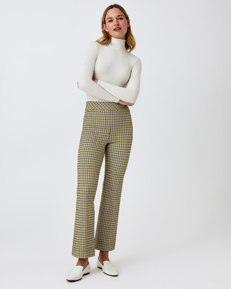 Spanx The Perfect Pant, Kick Flare in Orange Pop Plaid Jacquard Dijon Houndstooth | AGTXUQL-42