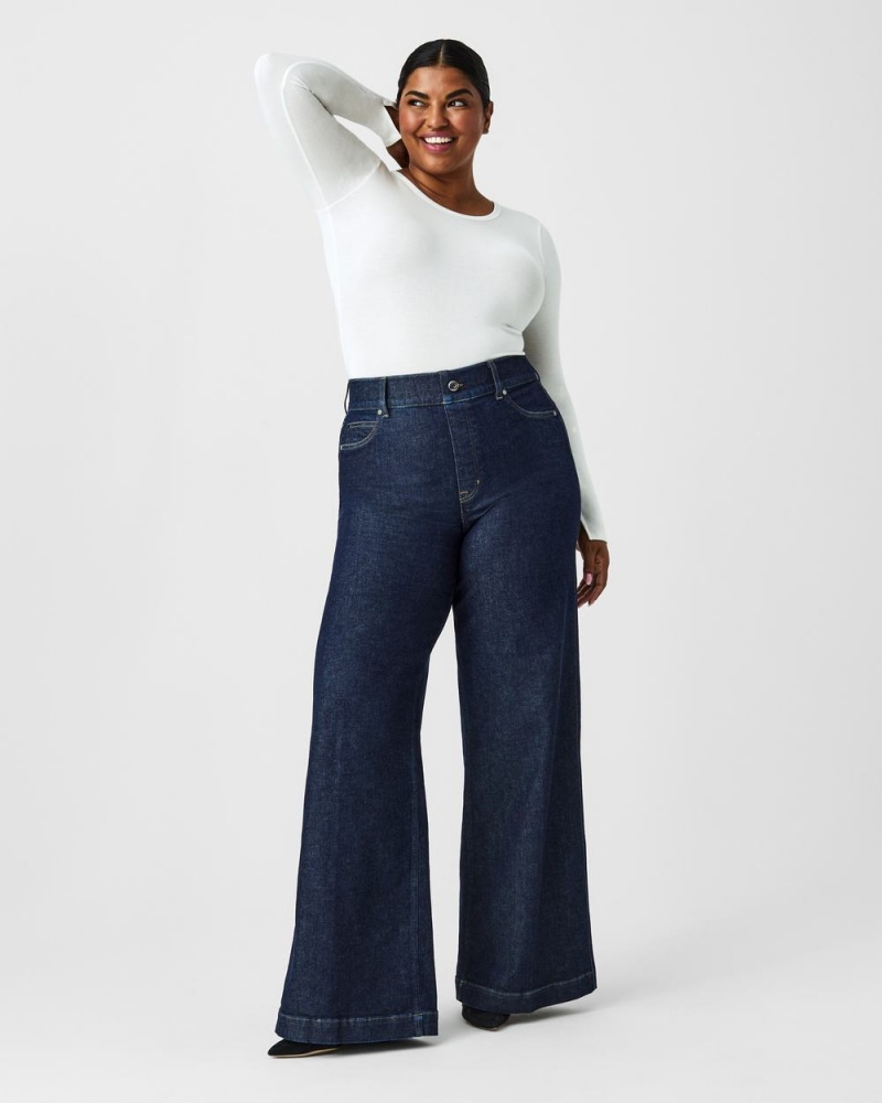 Spanx Wide Leg Jeans Indigo | JORBVFM-49