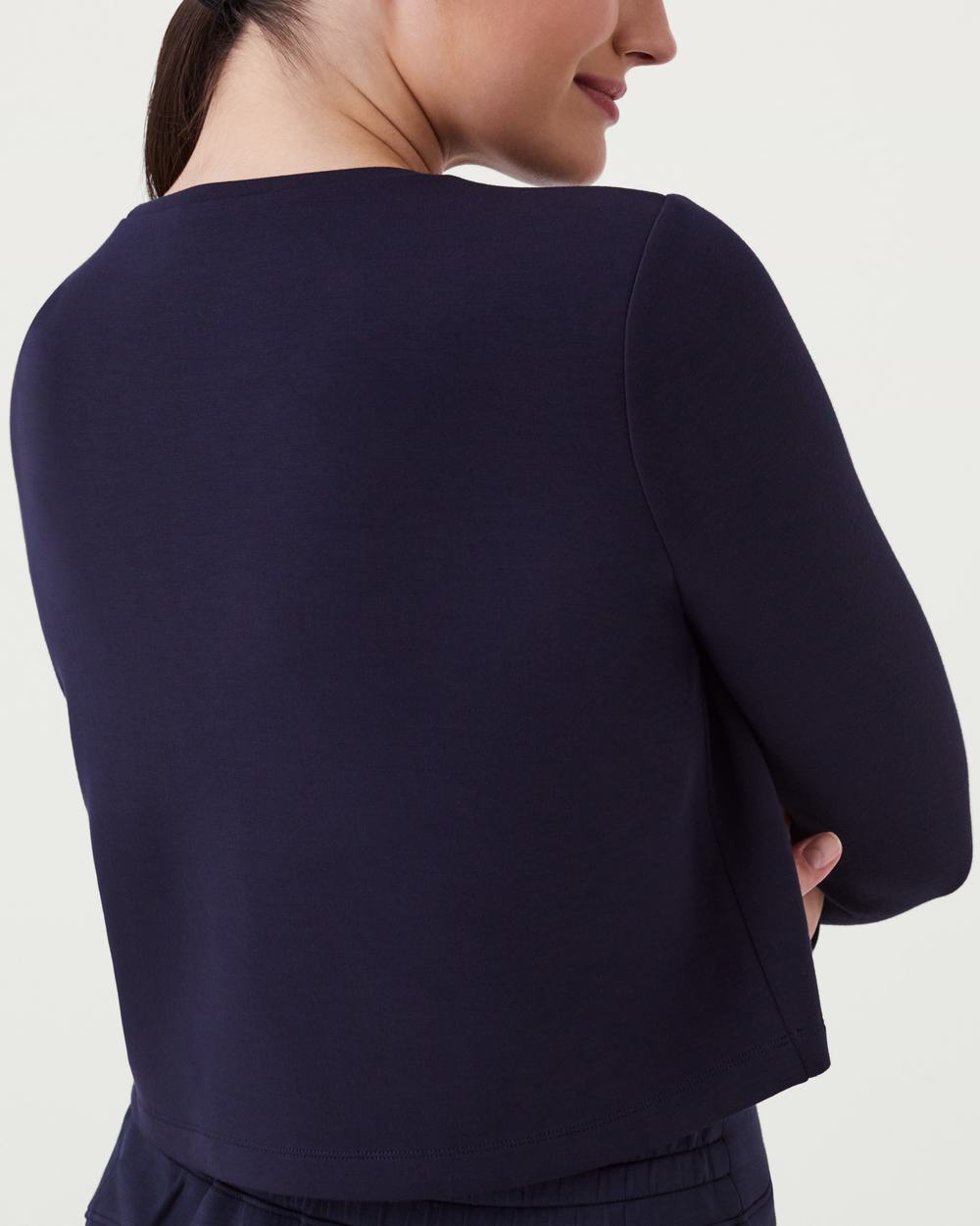 Spanx AirEssentials Cropped Long Sleeve Top Navy | HKZQJOX-87