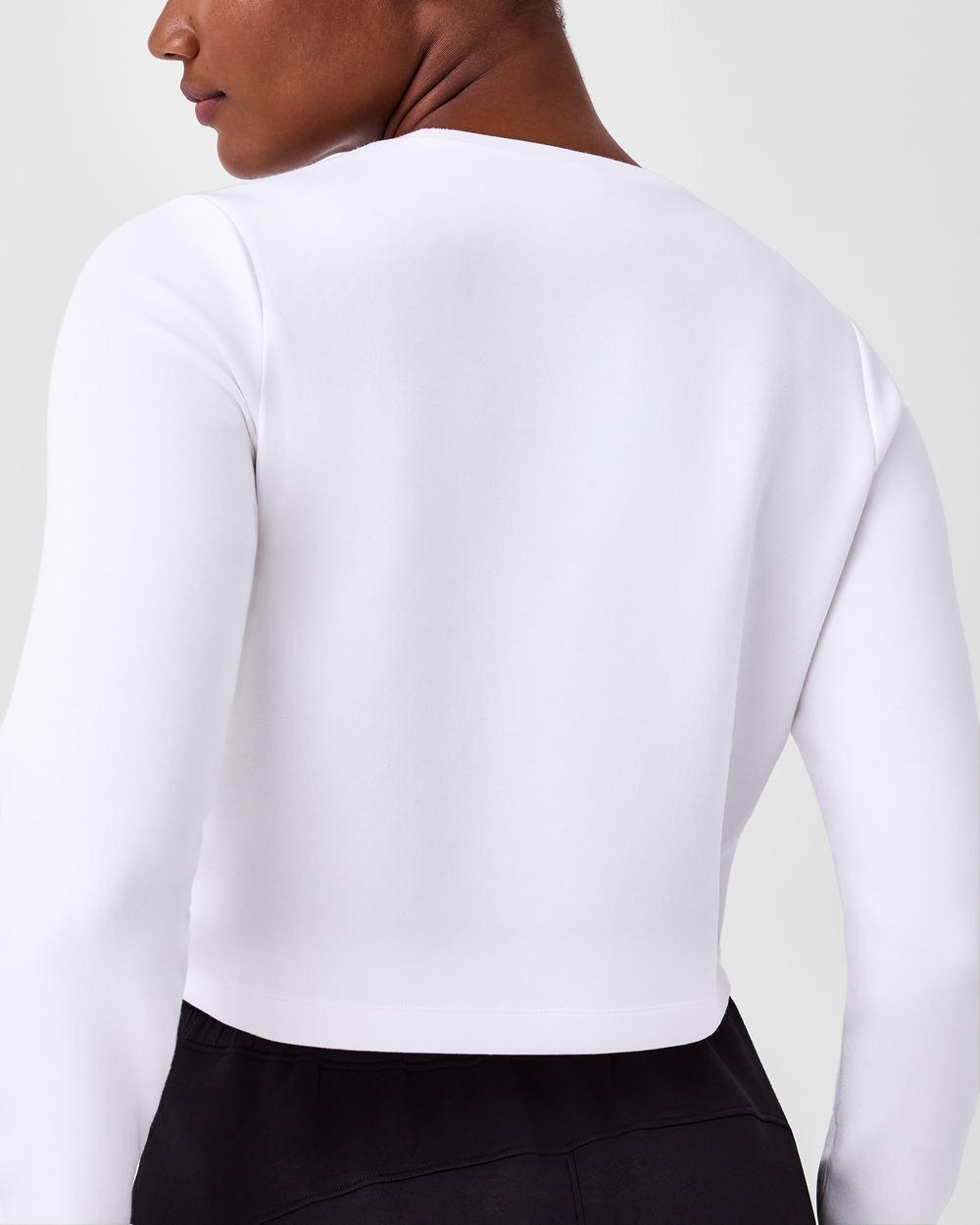 Spanx AirEssentials Cropped Long Sleeve Top White | MJGXWVI-19