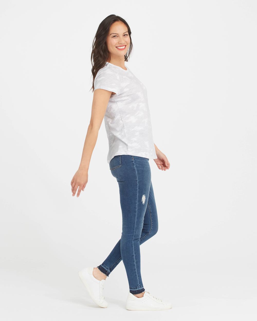 Spanx Pima Cotton Printed Graphic Tee White Camo | DOJBVXZ-78