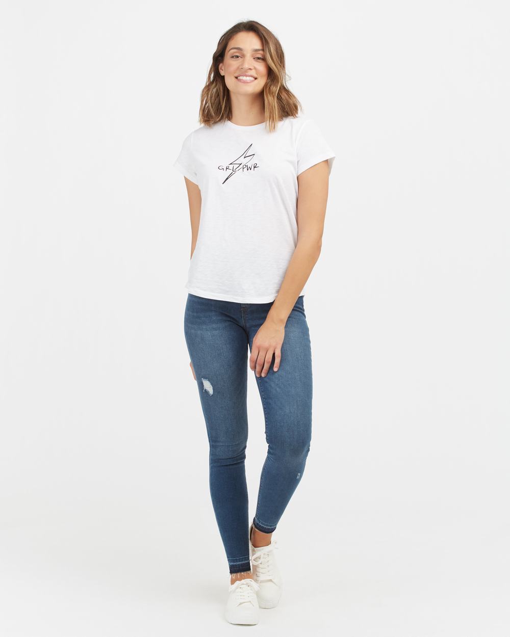 Spanx Pima Cotton Embroidered Graphic Tee White | OLJEBFZ-08