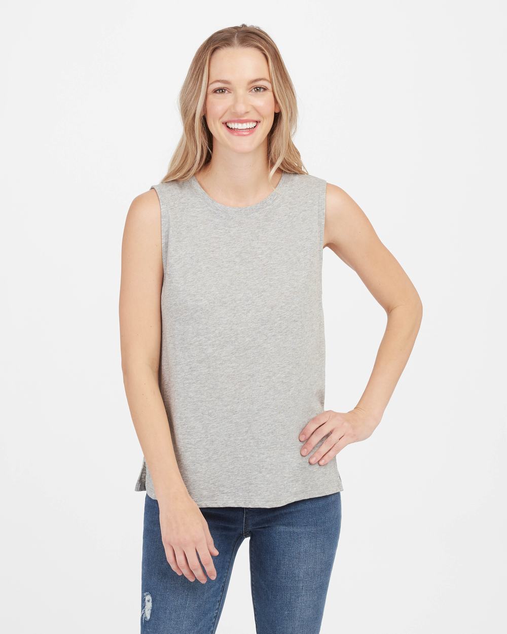 Spanx Pima Cotton Muscle Tee Light Grey | JEPIRCZ-70