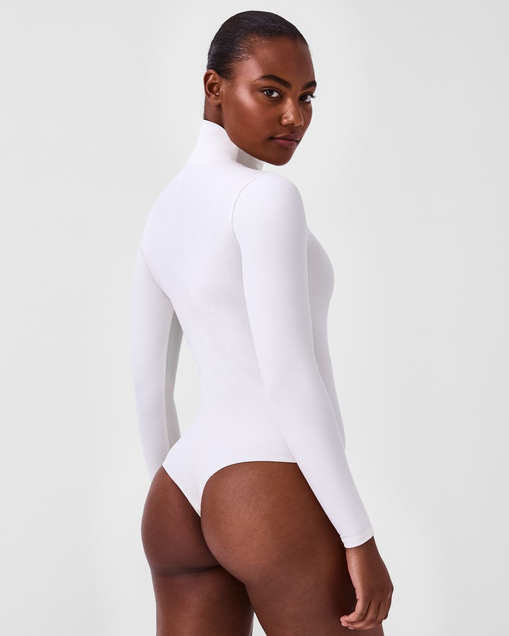 Spanx Suit Yourself Ribbed Long Sleeve Turtleneck Bodysuit White | AUOFGLI-98