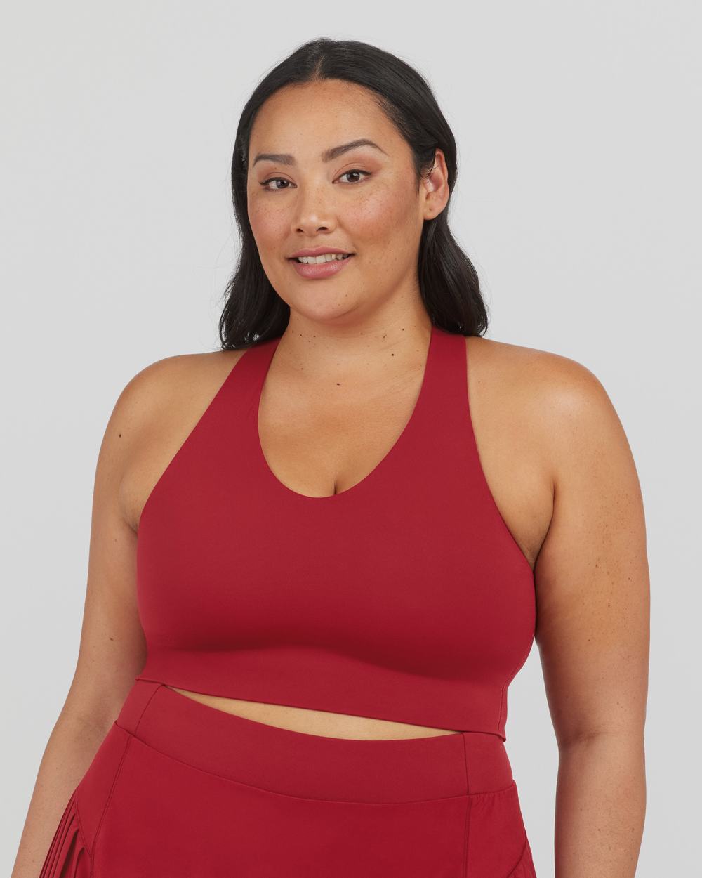 Spanx Longline Medium Impact Sports Bra Red | GRWBEAK-93