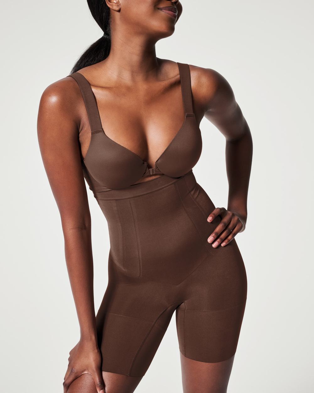 Spanx OnCore High-Waisted Mid-Thigh Short Brown | PUYMWSI-50